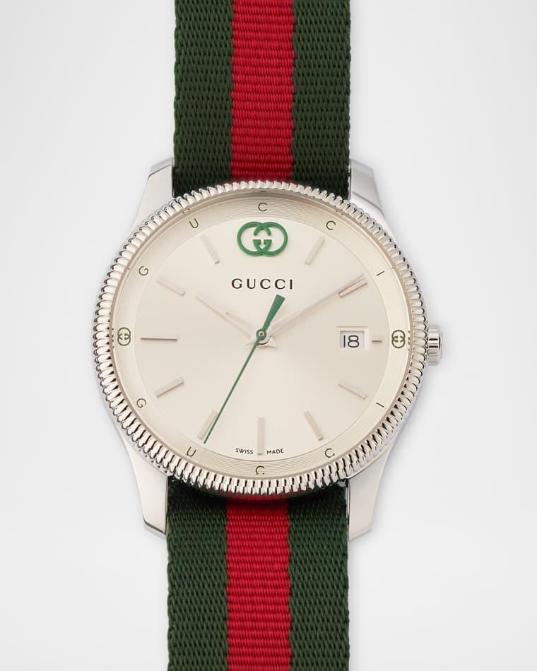 Men's G-Timeless Green and Red Nylon-Strap Watch, 38mm by GUCCI