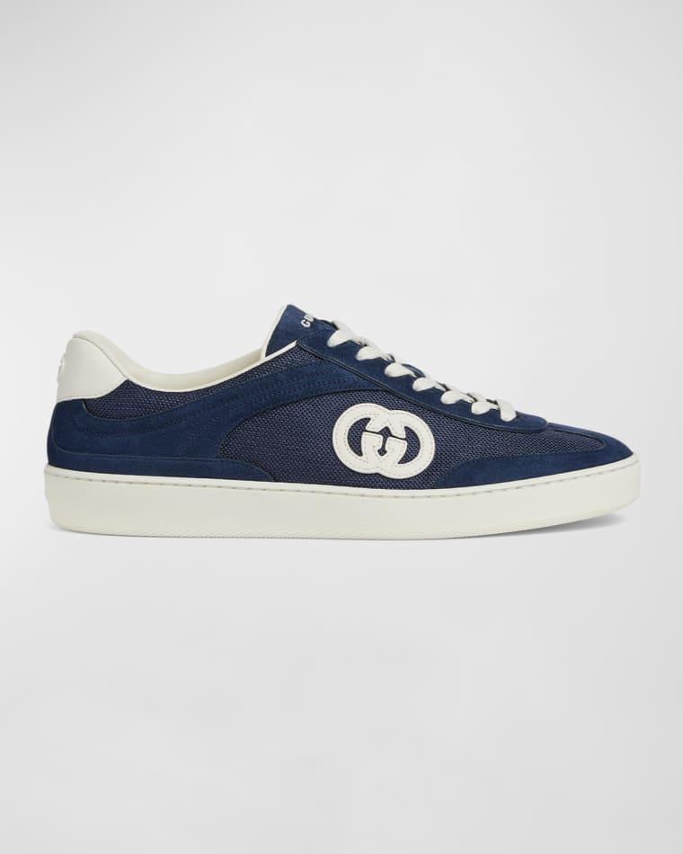 Men's G75 Canvas and Suede T-Toe Low-Top Sneakers by GUCCI