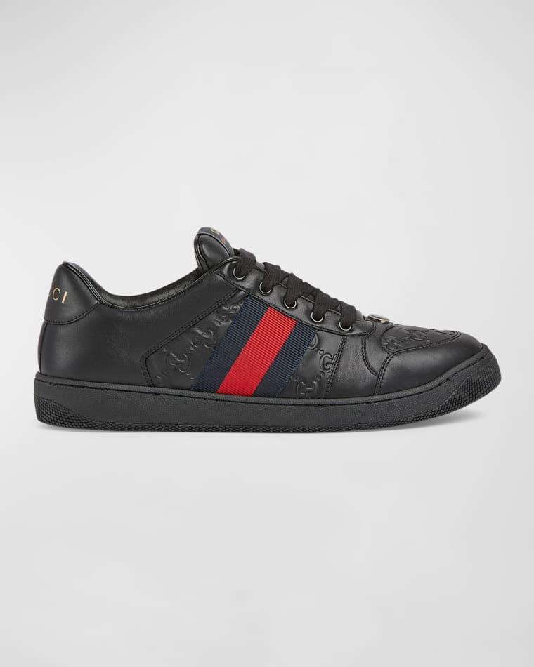 Men's GG Embossed Leather Low-Top Sneakers by GUCCI