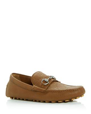 Men's GG Leather Horsebit Drivers by GUCCI