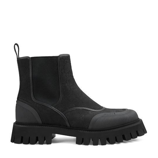 Men's GG ankle boot in black canvas by GUCCI