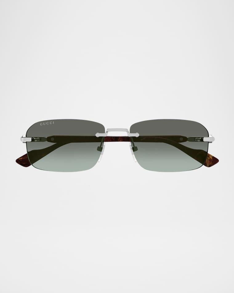 Men's GG1221SM Rimless Metal Rectangle Sunglasses by GUCCI