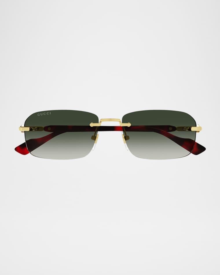 Men's GG1221SM Rimless Metal Rectangle Sunglasses by GUCCI