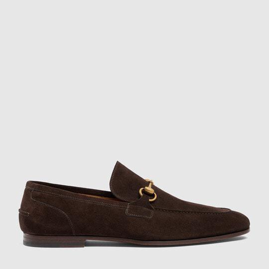 Men's Gucci Jordaan loafer in dark brown suede by GUCCI