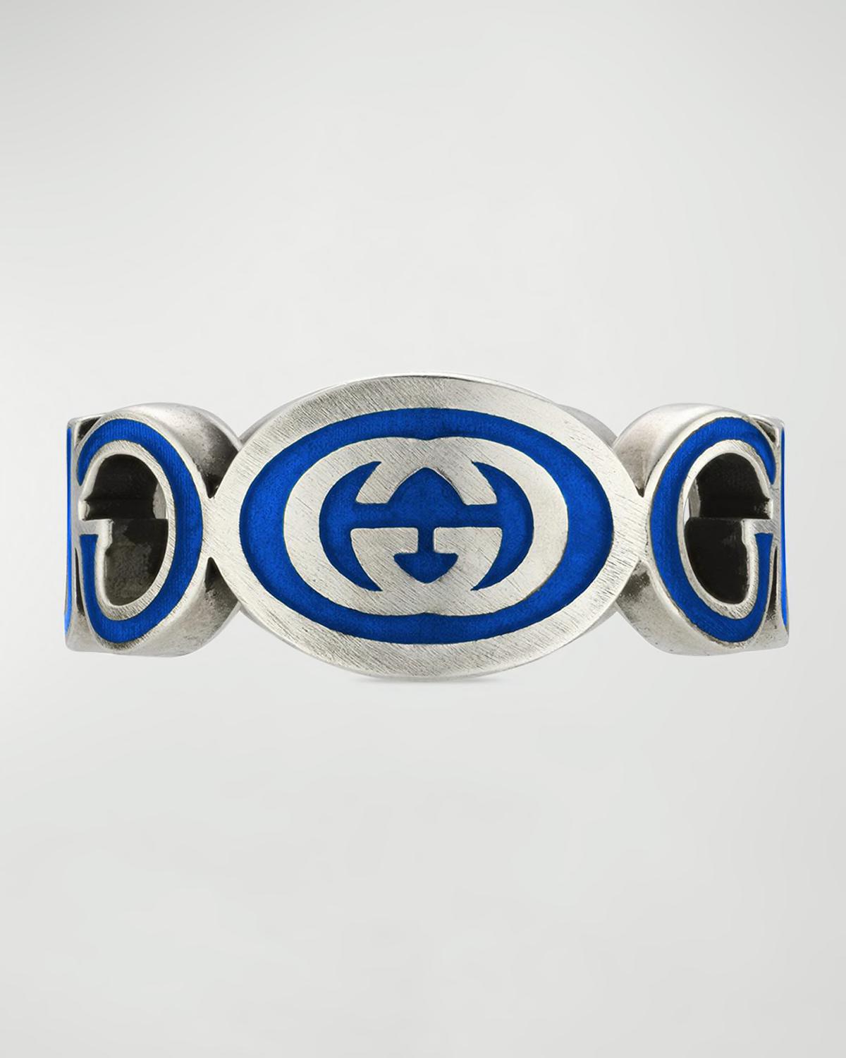 Men's Interlocking G Enamel Band Ring by GUCCI