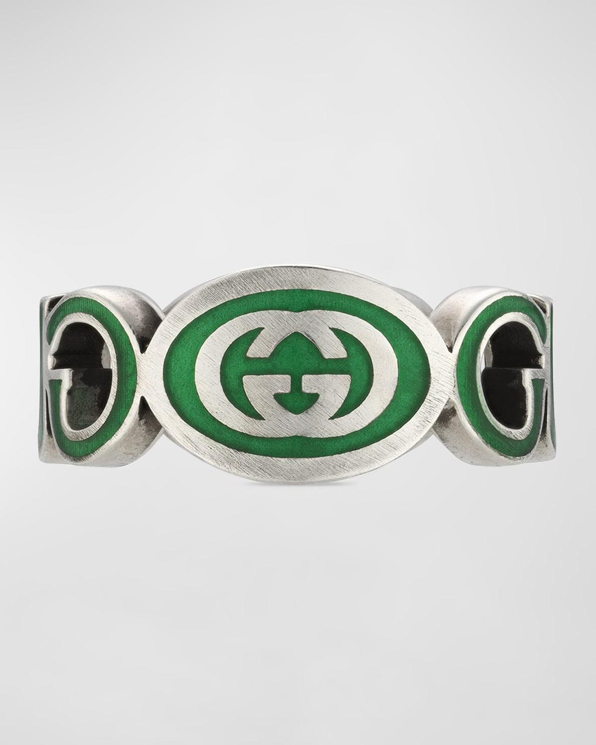 Men's Interlocking G Enamel Band Ring by GUCCI