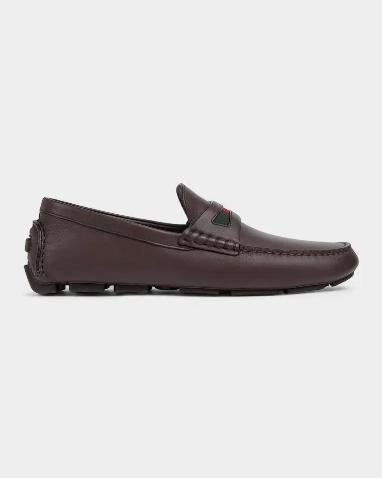 Men's Leather Moc-Toe Drivers by GUCCI