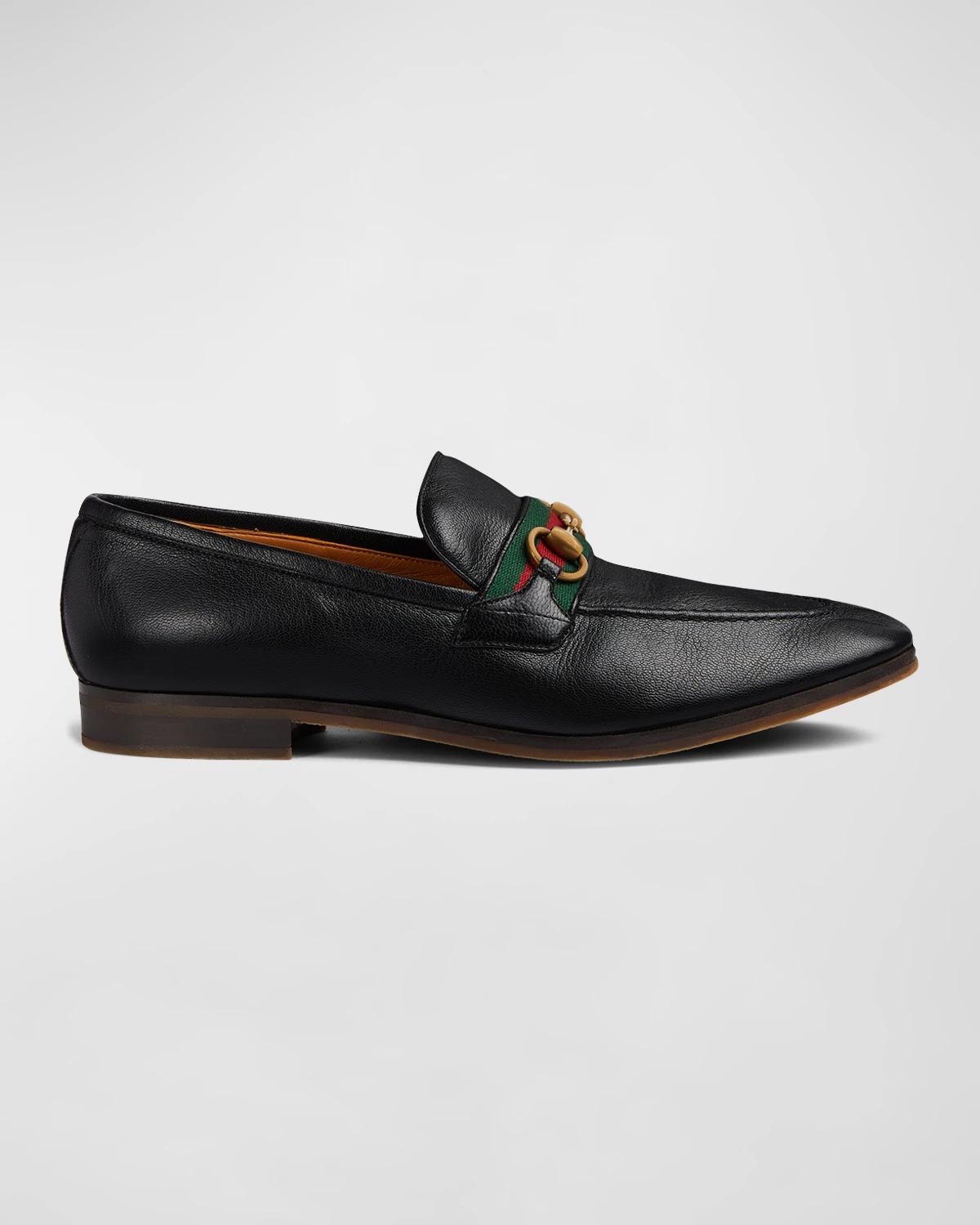Men's Paride Web Stripe Bit Loafers by GUCCI