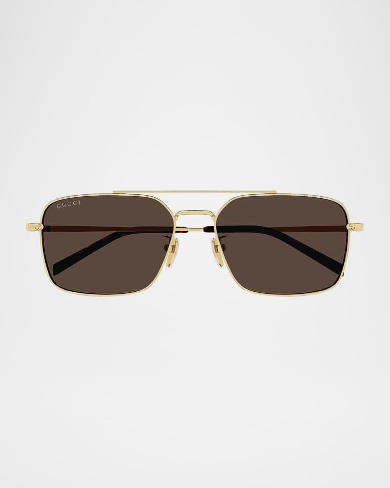 Men's Petit GG 58mm Metal Navigator Sunglasses by GUCCI
