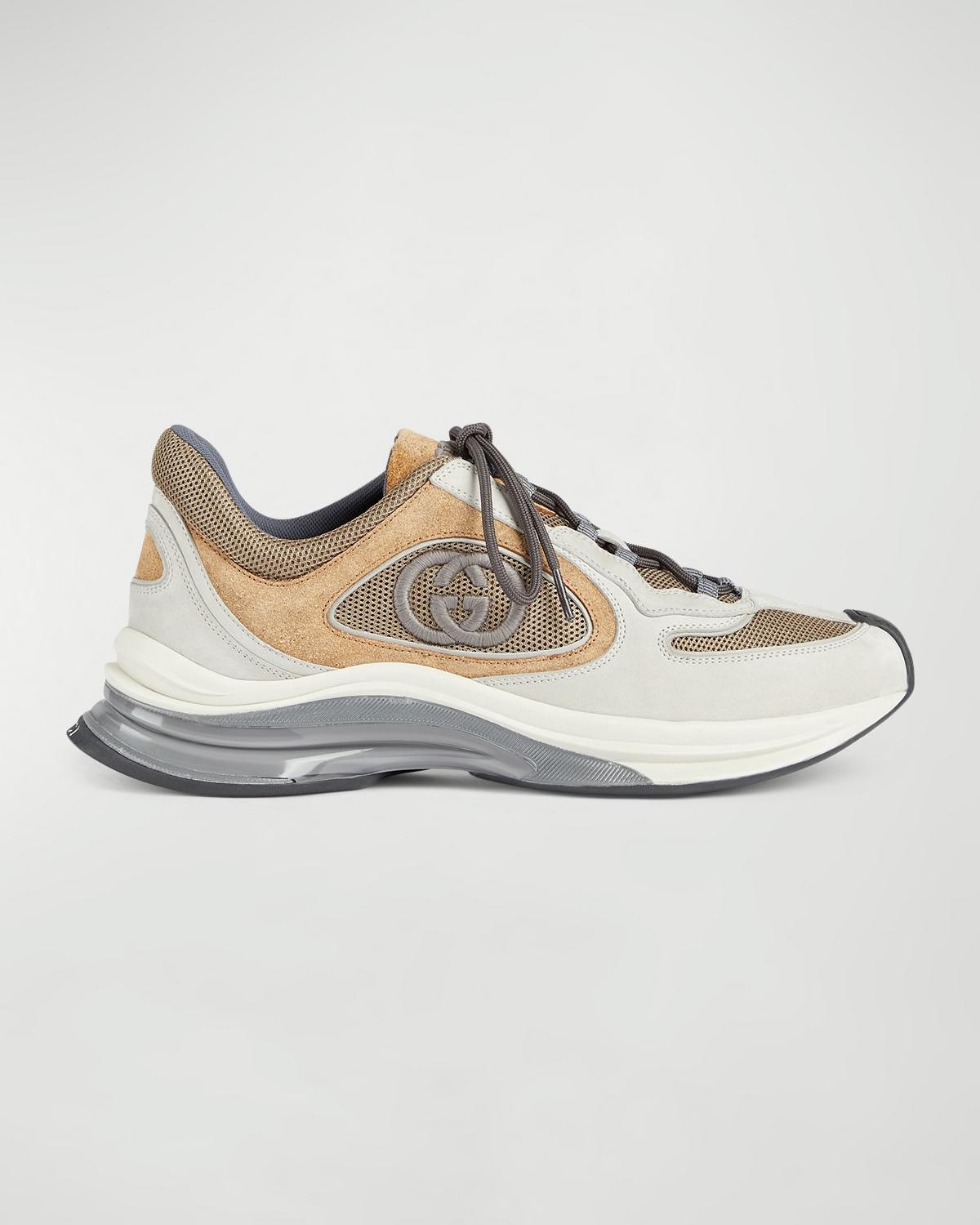 Men's Run Premium Mesh and Suede GG Runner Sneakers by GUCCI