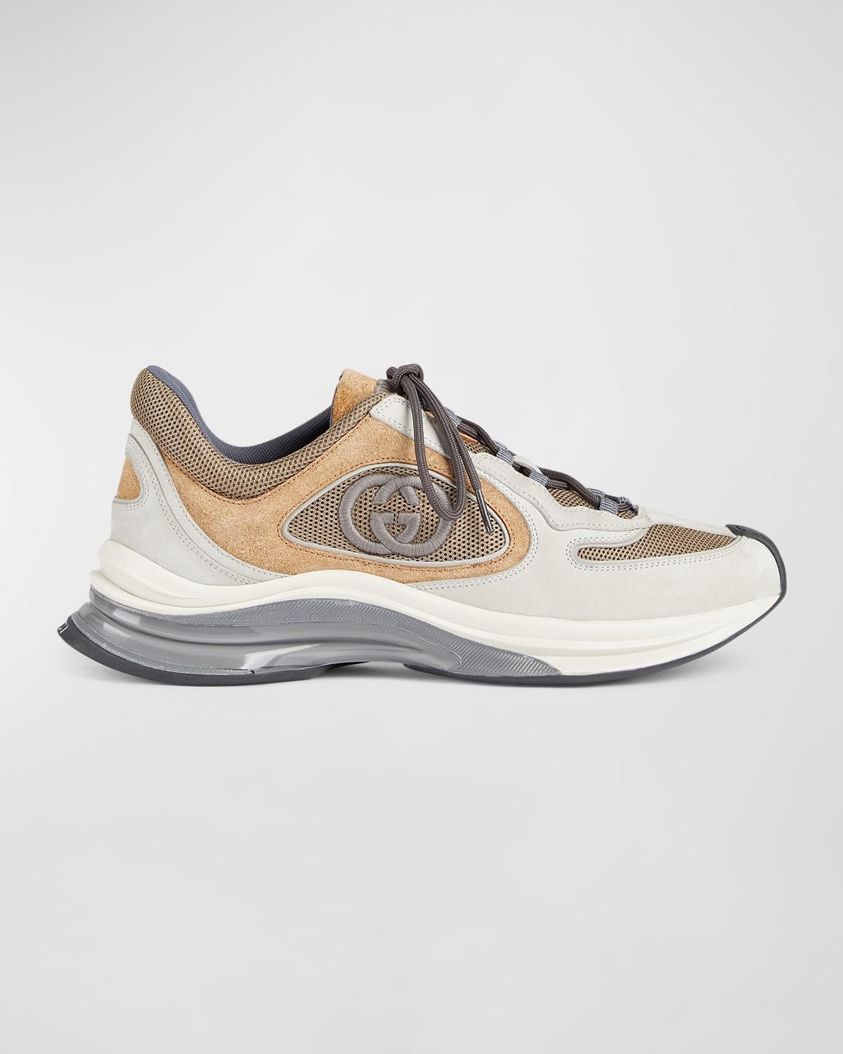 Men's Run Premium Mesh and Suede GG Runner Sneakers by GUCCI