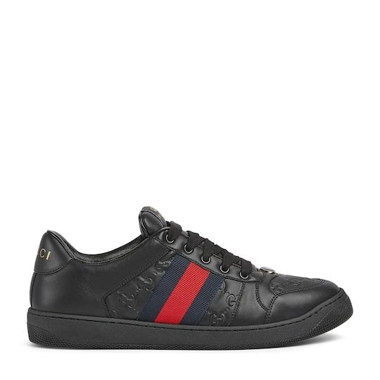 Men's Screener sneaker in black leather by GUCCI