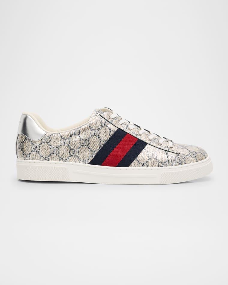 Men's Shiny GG Supreme Ace Sneakers by GUCCI