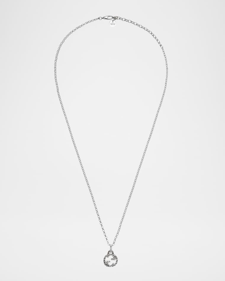 Men's Sterling Silver GG Interlocking Pendant Necklace by GUCCI