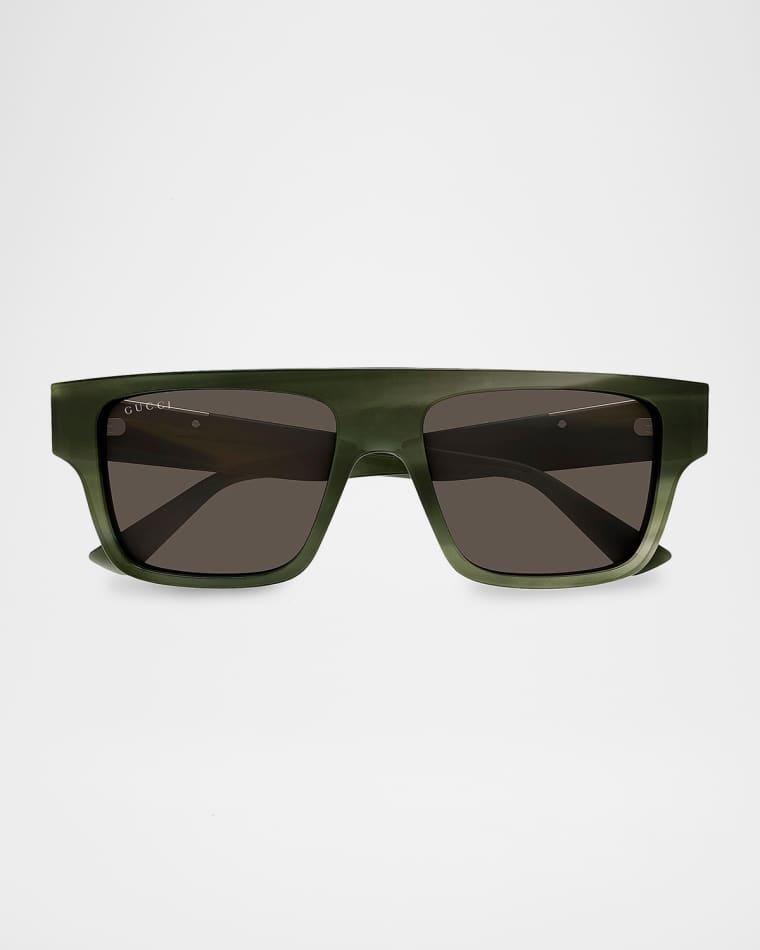 Men's Subtle Web 53mm Square Acetate Sunglasses by GUCCI
