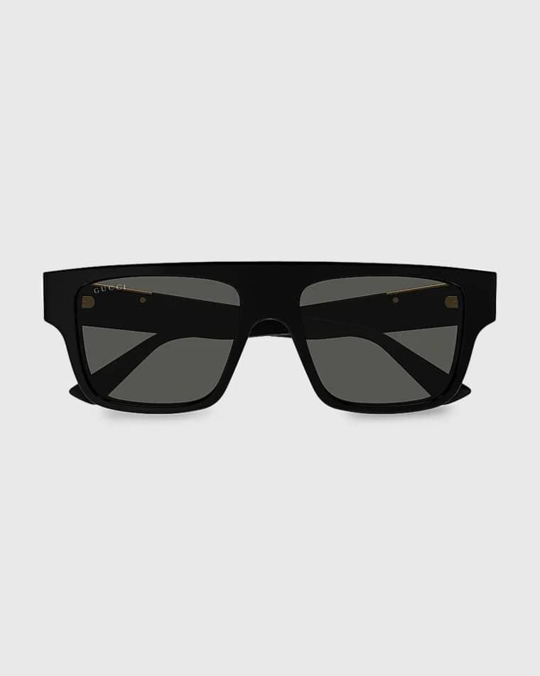 Men's Subtle Web 53mm Square Acetate Sunglasses by GUCCI