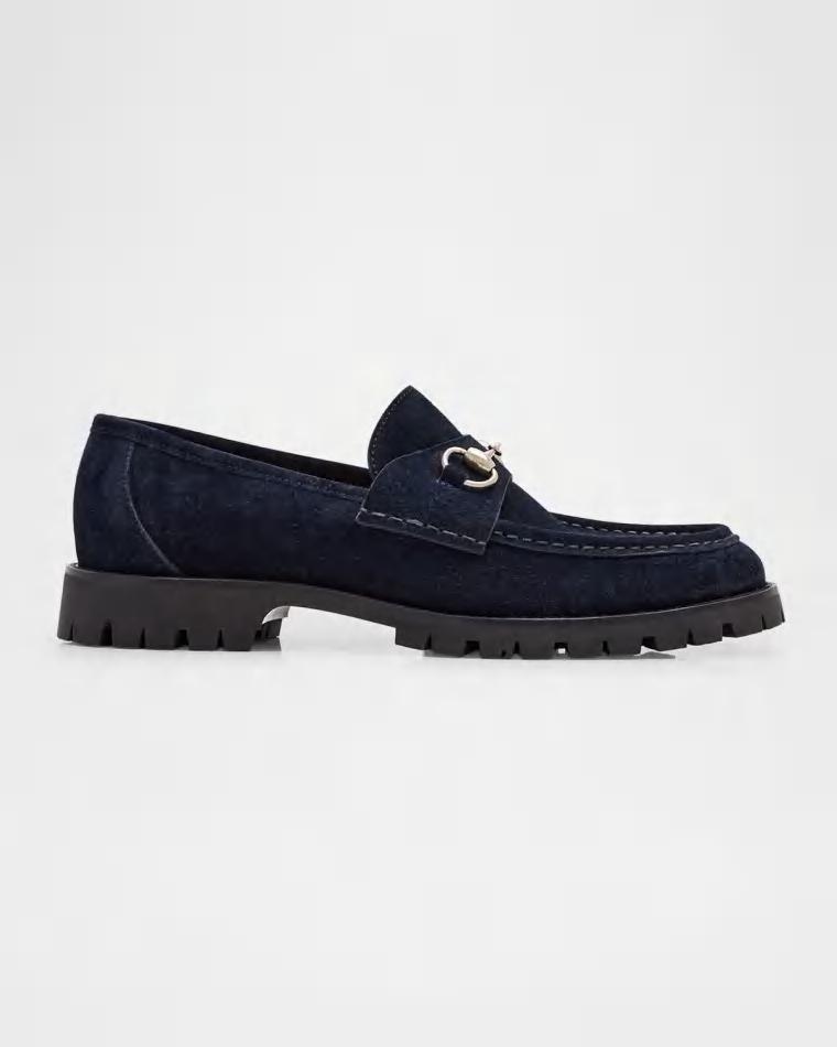 Men's Sylke Suede Horsebit Loafers by GUCCI