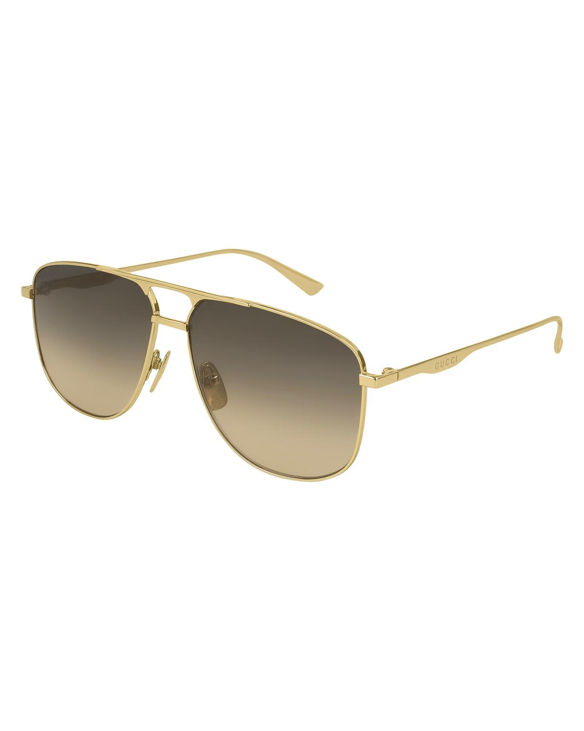 Metal Pilot Sunglasses, Gold by GUCCI