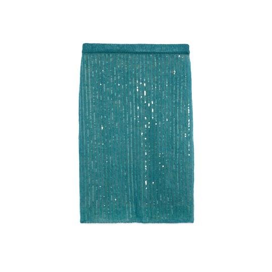 Mohair silk skirt with Interlocking G in teal by GUCCI