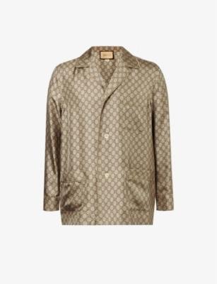 Monogram-print relaxed-fit silk shirt by GUCCI