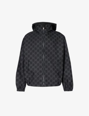 Monogrammed funnel-neck shell hoodied blouson jacket by GUCCI