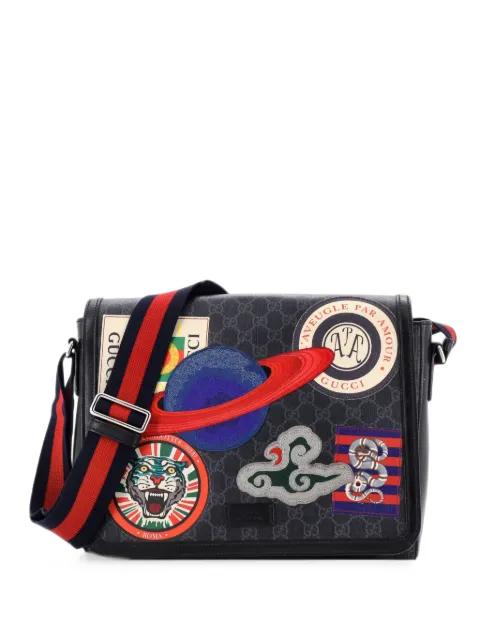 Night Courrier Flap Messenger GG Coated Canvas with Applique Large crossbody bag by GUCCI 