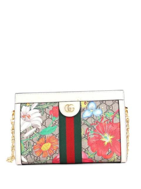 Ophidia Chain Shoulder Bag Flora GG Coated Canvas Small crossbody bag by GUCCI 