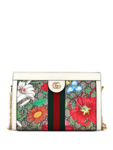 Ophidia Chain Shoulder Bag Flora GG Coated Canvas Small crossbody bag by GUCCI 