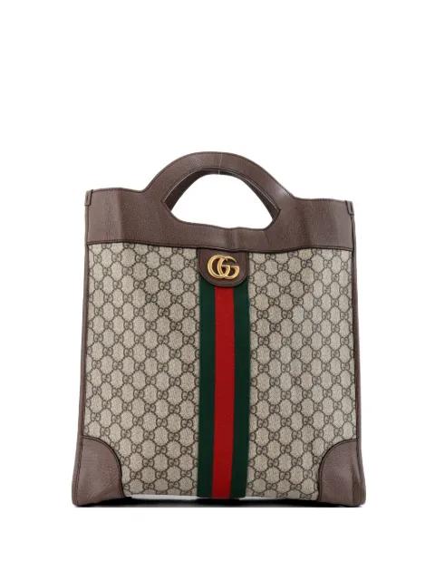 Ophidia Cut Out Handle Bag GG Coated Canvas with Leather Large satchel by GUCCI 