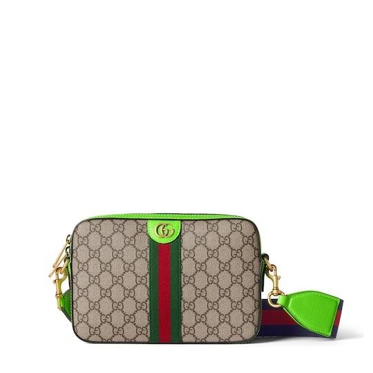 Ophidia GG small crossbody bag in beige and ebony GG Supreme by GUCCI