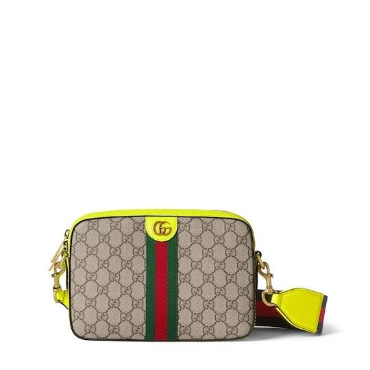 Ophidia GG small crossbody bag in beige and ebony GG Supreme by GUCCI