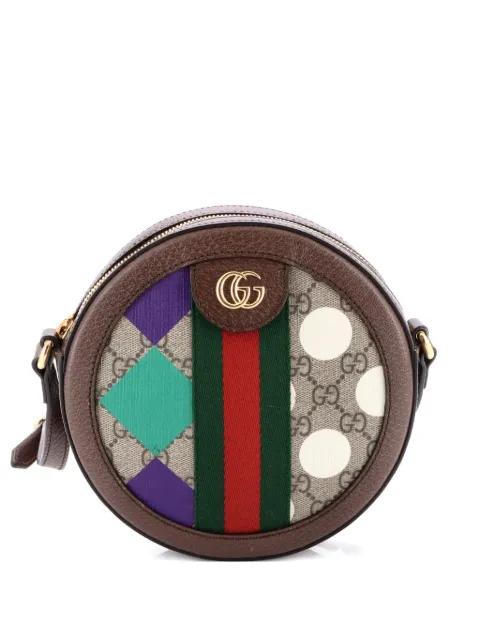 Ophidia Round Shoulder Bag Printed GG Coated Canvas Mini crossbody bag by GUCCI 