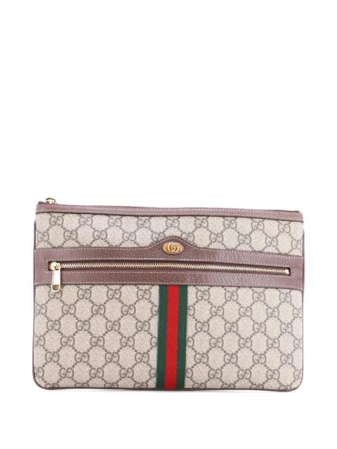 Ophidia Zip Pouch GG Coated Canvas Large clutch bag by GUCCI 