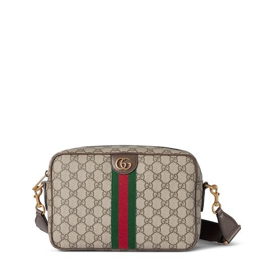 Ophidia medium crossbody bag
 in beige and dark brown fabric by GUCCI