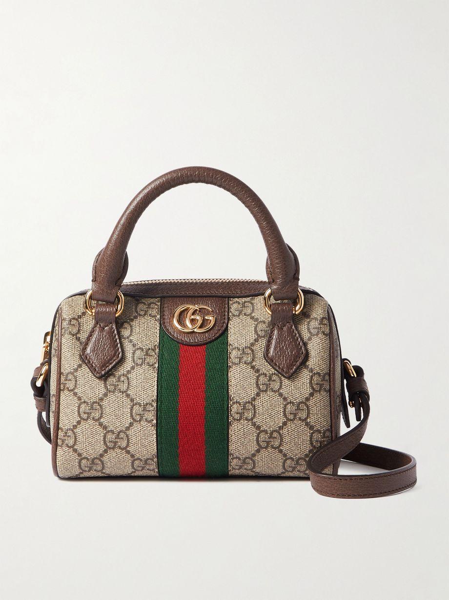 Ophidia mini leather-trimmed and webbing-trimmed printed coated-canvas tote by GUCCI