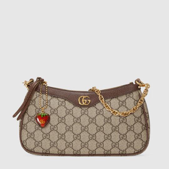 Ophidia small handbag in beige and ebony Supreme by GUCCI