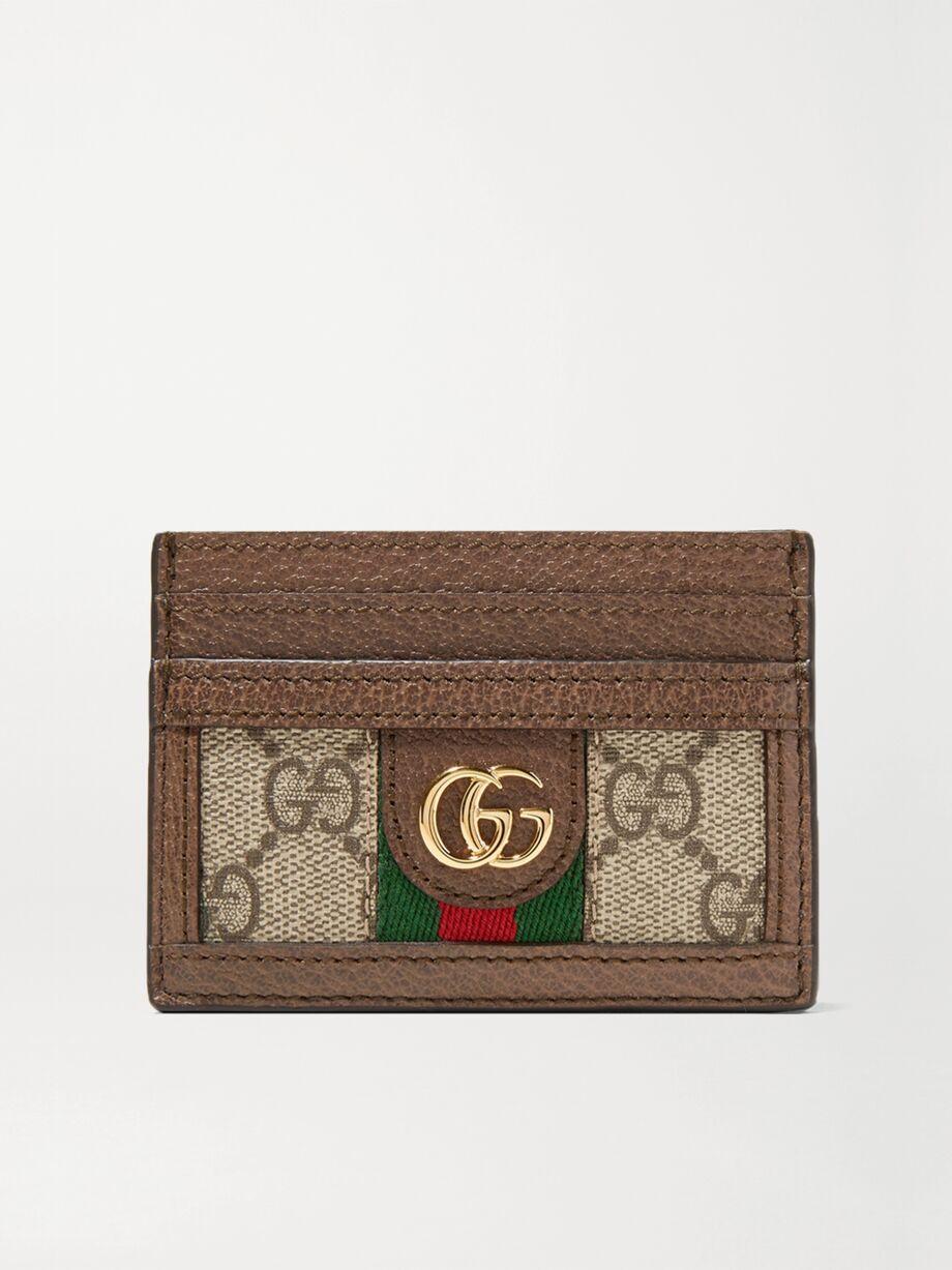 Ophidia textured leather-trimmed printed coated-canvas cardholder by GUCCI