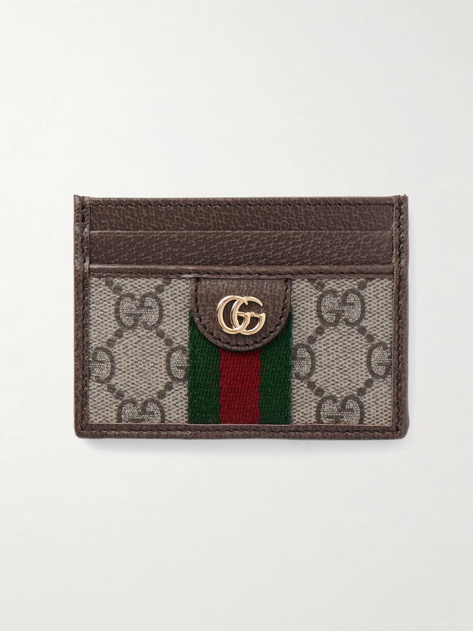 Ophidia textured leather-trimmed printed coated-canvas cardholder by GUCCI