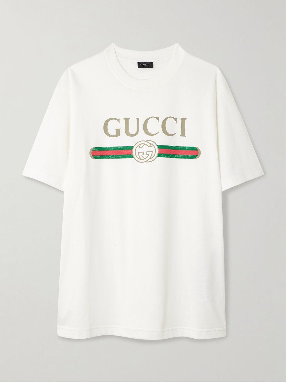 Oversized printed cotton and silk-blend jersey T-shirt by GUCCI