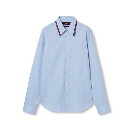 Oxford cotton shirt with Web by GUCCI