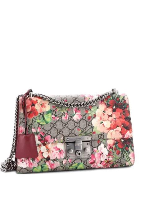 Padlock Blooms Print GG Coated Canvas Medium shoulder bag by GUCCI 