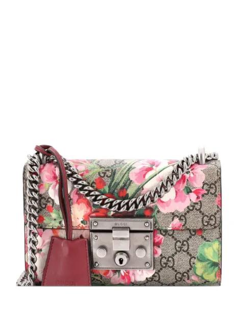 Padlock Blooms Print GG Coated Canvas Small shoulder bag by GUCCI 