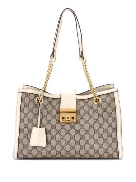 Padlock Chain GG Coated Canvas with Leather Medium tote bag by GUCCI 