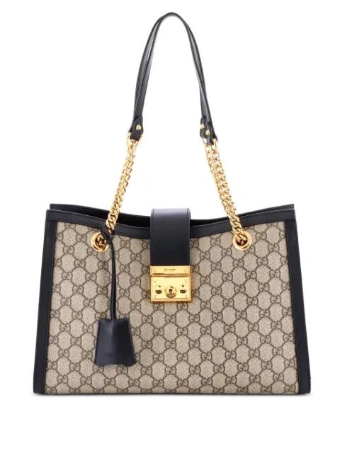 Padlock Chain GG Coated Canvas with Leather Medium tote bag by GUCCI 
