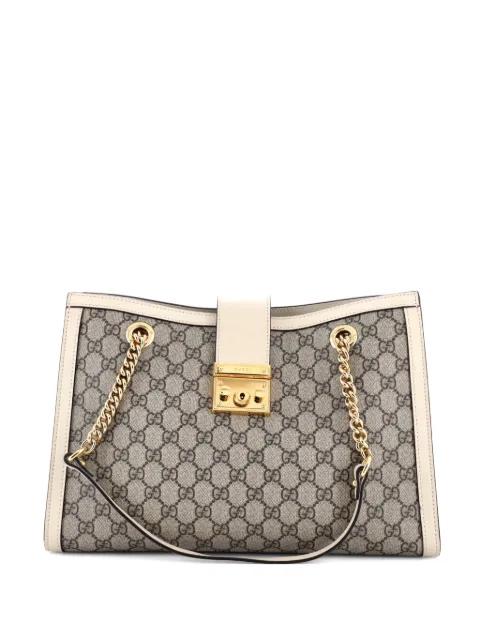Padlock Chain GG Coated Canvas with Leather Medium tote bag by GUCCI 