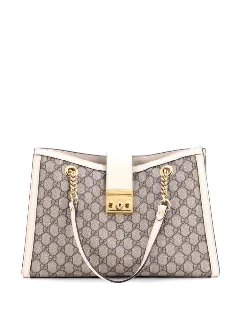 Padlock Chain GG Coated Canvas with Leather Medium tote bag by GUCCI 