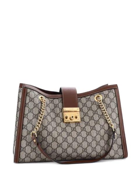 Padlock Chain GG Coated Canvas with Leather Medium tote bag by GUCCI 