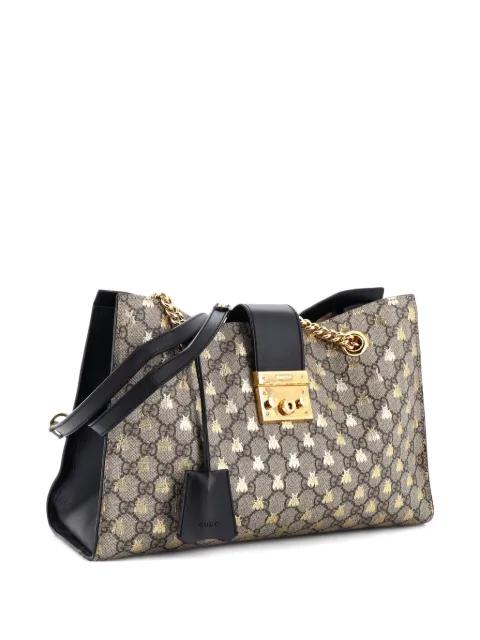 Padlock Chain Printed GG Coated Canvas with Leather Medium tote bag by GUCCI 