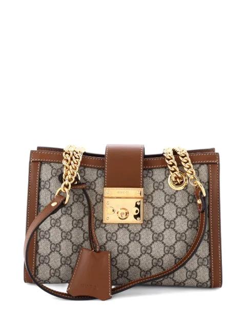 Padlock Chain Tote GG Coated Canvas with Leather Small shoulder bag by GUCCI 
