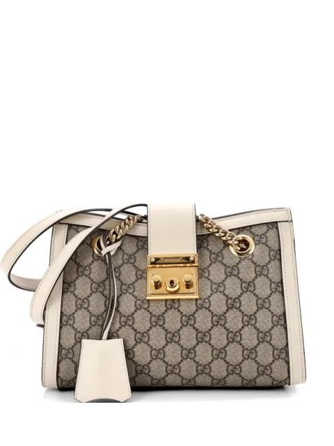 Padlock Chain Tote GG Coated Canvas with Leather Small shoulder bag by GUCCI 